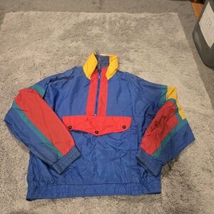 Horizon Outer Wear Men's Vintage Color Block Windbreaker Casual Size Large
